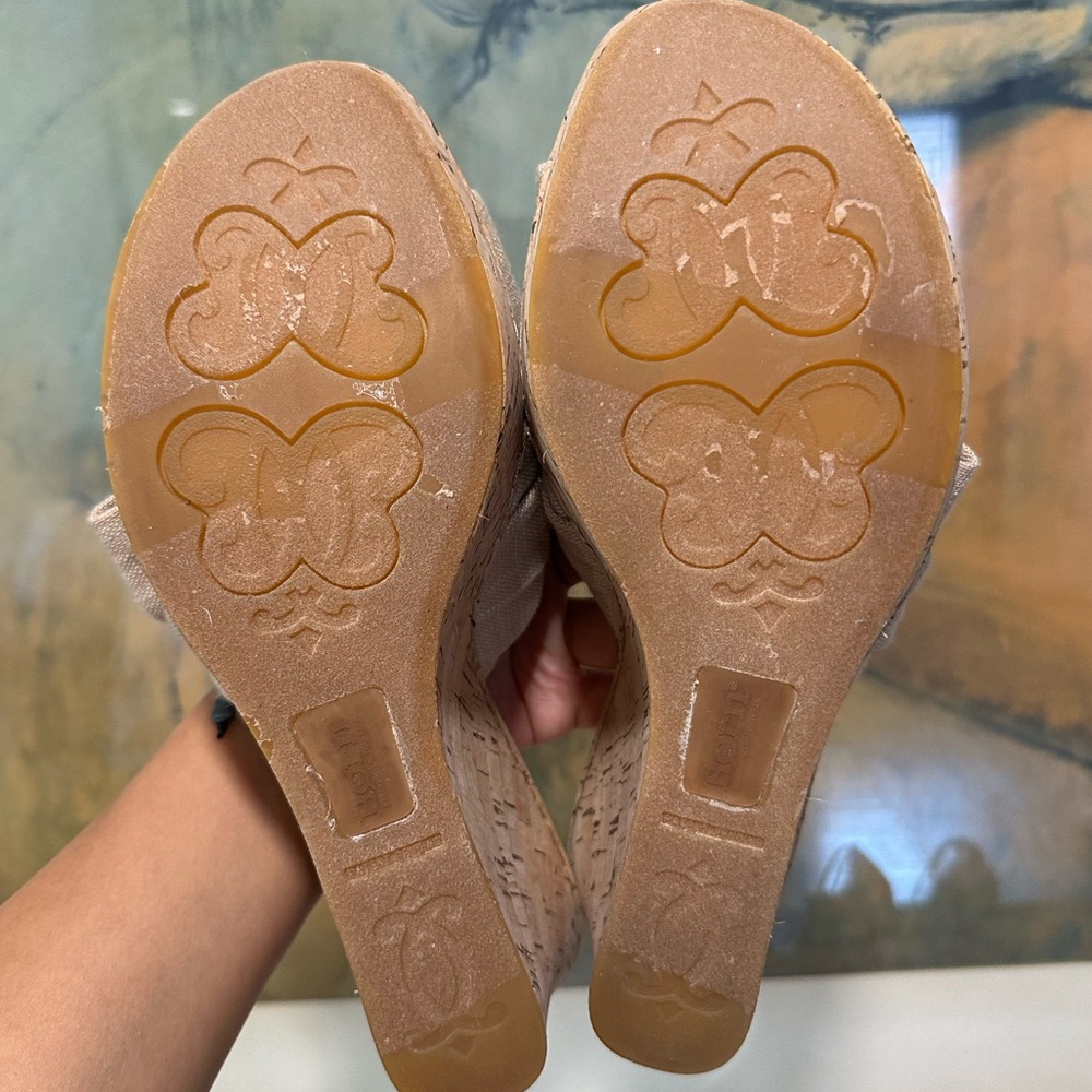 🌸BORN🌸 Cami Wedge Platform Sandal Natural Fabric Size: 11 - Picture 10 of 11